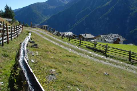 Wasslerlauf in Holzrinne